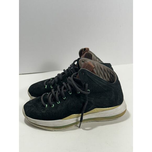 Nike LEBRON X 10 EXT QS BLACK SUEDE GREEN WHITE 607078-001 Sz 10.5 READ Descript main image 10